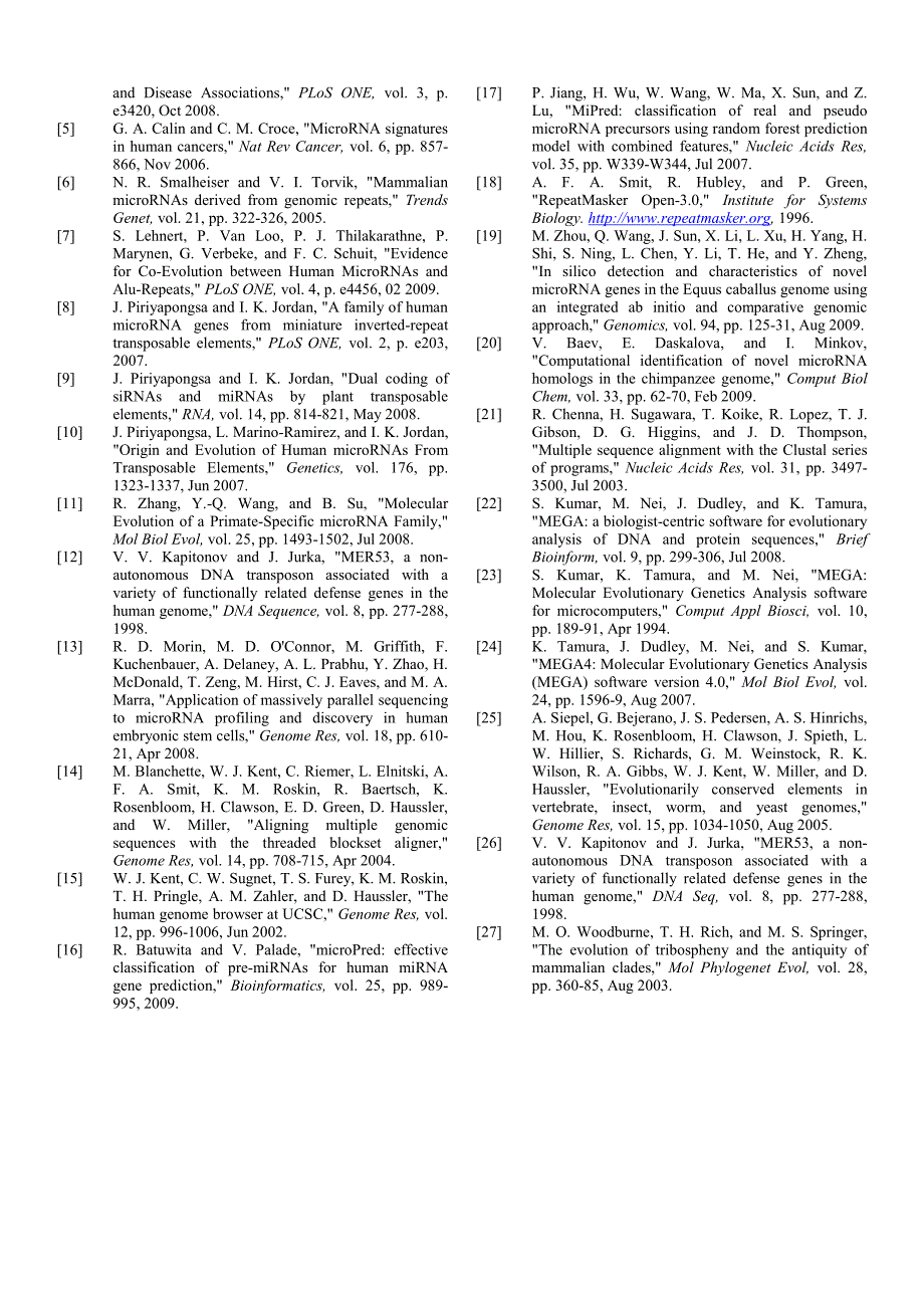 外文翻译--Genome-wide identification of orthologs of miR-1302 genes in placental mammals_第4页