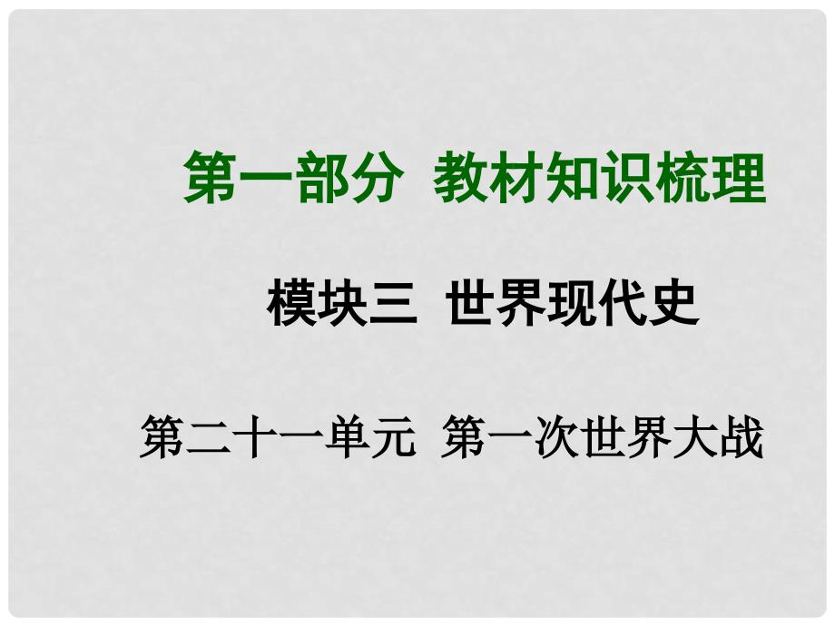 中考历史总复习 第一部分 教材考点梳理 第二十一单元 第一次世界大战课件 新人教版_第1页