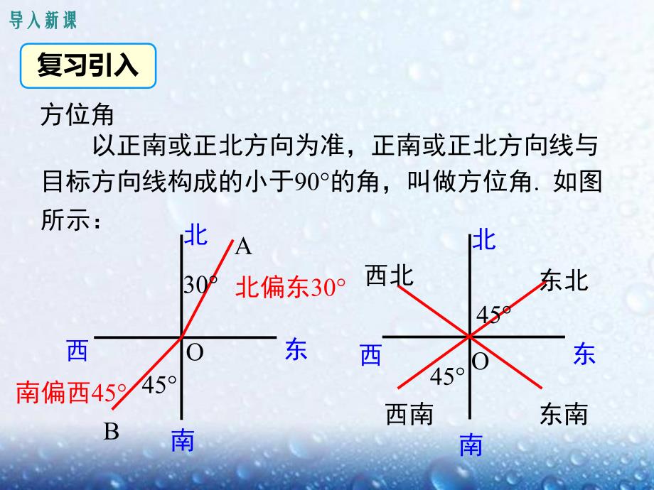 部审人教版九年级数学下册ppt课件28.2.2 第3课时 利用方位角、坡度角解直角三角形_第3页