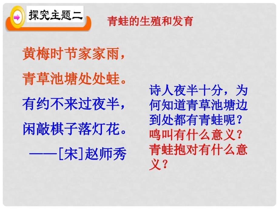 广东省佛山市中大附中三水实验中学八年级生物下册 两栖动物的生殖和发育课件 新人教版_第5页