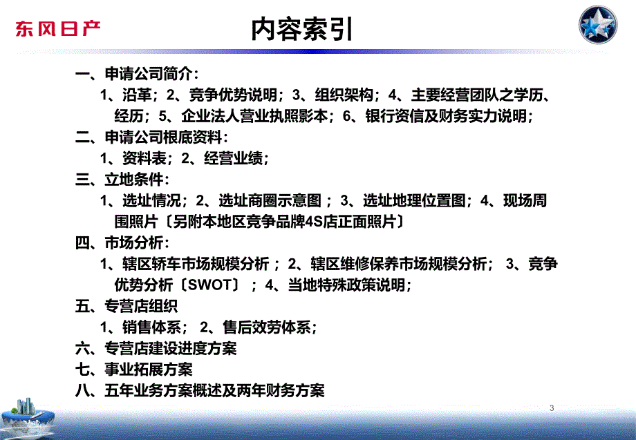 东风日产“启辰”专营店 申请计划书_第3页