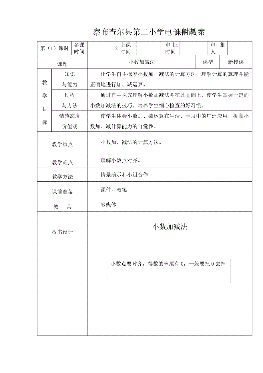 小数加减法 公开课教案_第2页