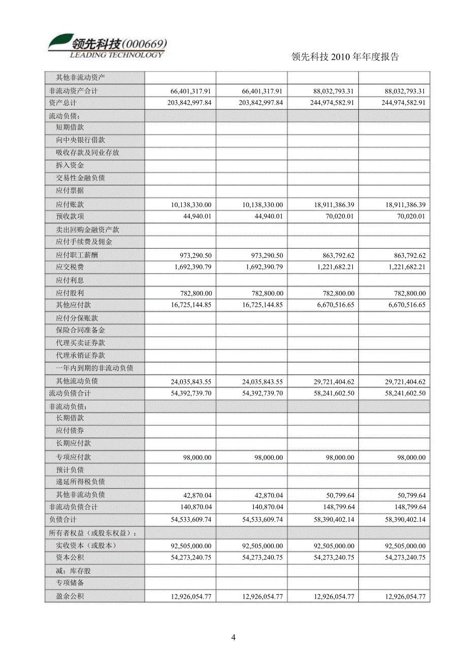 领先科技：审计报告_第4页