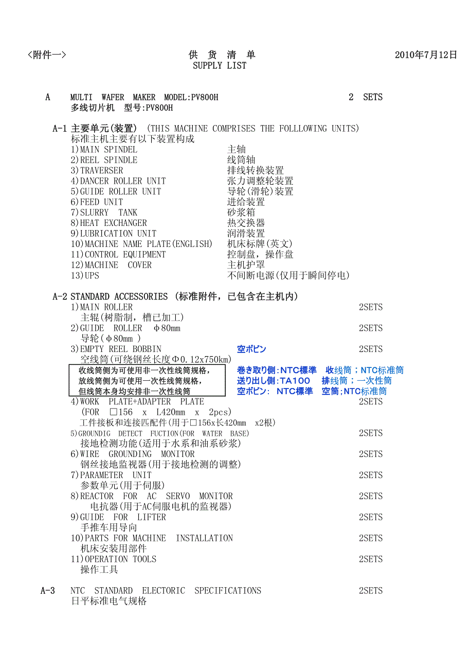 PV800的技术规格单_第1页