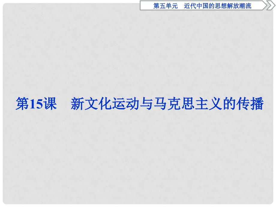 优化方案高中历史 第五单元 近代中国的思想解放潮流 第15课 新文化运动与马克思主义的传播课件 新人教版必修3_第1页