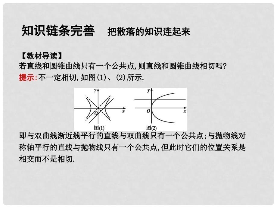 高三数学一轮复习 第九篇 平面解析几何 第7节 圆锥曲线的综合问题 第一课时 直线与圆锥曲线的位置关系课件 理1_第5页