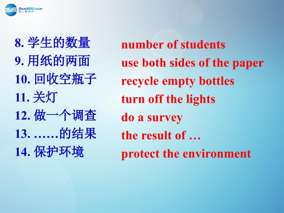 江苏省盐城市永丰初级中学八年级英语下册 Unit 8 A green world Speak up &amp; Study skills课件_第4页