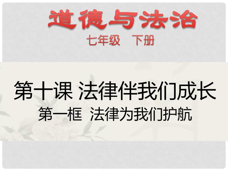 七年级道德与法治下册 第四单元 走进法治天地 第十课 法律伴我们成长 第1框 法律为我们护航课件1 新人教版_第1页