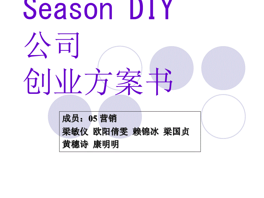 Season DIY 公司创业计划书(2)_第1页