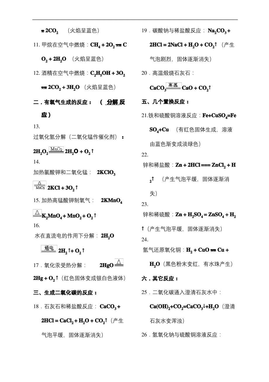 九年级化学方程式知识点归纳新人教版_第5页