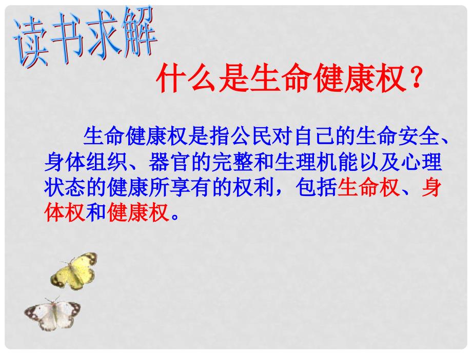 山东省广饶县花官镇中心初中八年级政治上册 8.1 法律保护我们的生命健康权课件 鲁教版_第2页