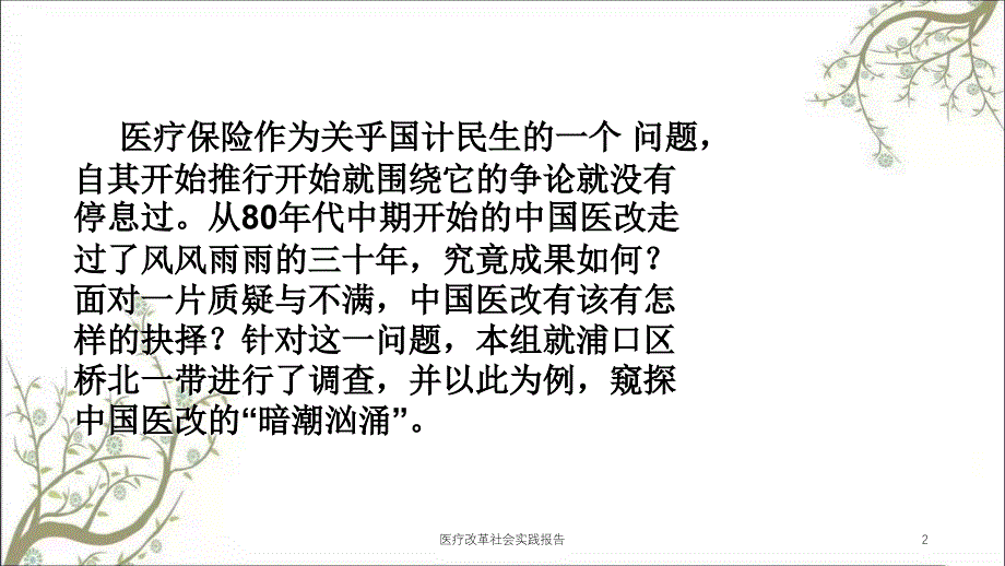 医疗改革社会实践报告课件_第2页