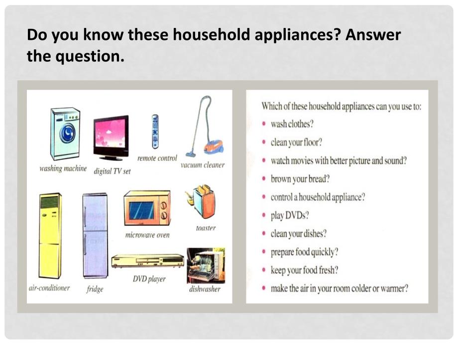 八年级英语上册 Unit1 Modern Technology Lesson 3 Household Application（1）教学课件 上海新世纪版_第3页