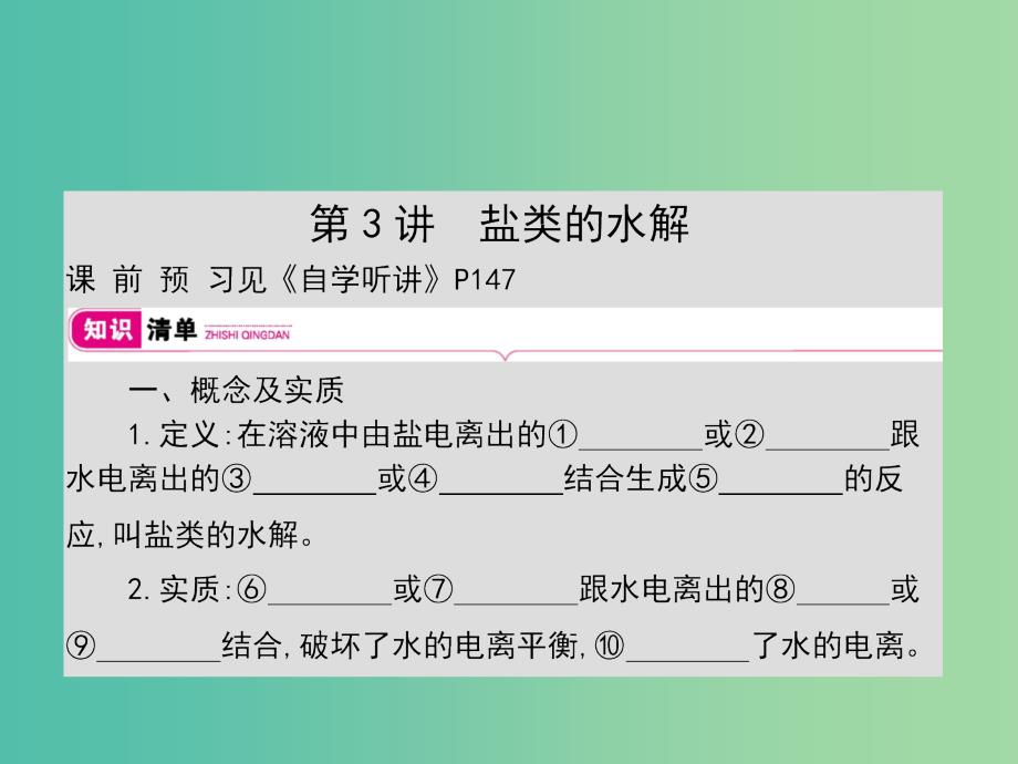 2019年高考化学一轮复习 专题 水溶液中的离子平衡 第3讲 盐类的水解课件.ppt_第1页