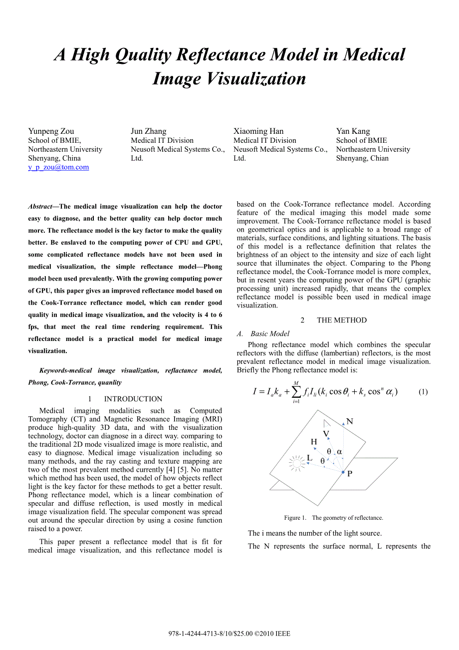 外文翻译-- A High Quality Reflectance Model in Medical Image Visualization_第1页