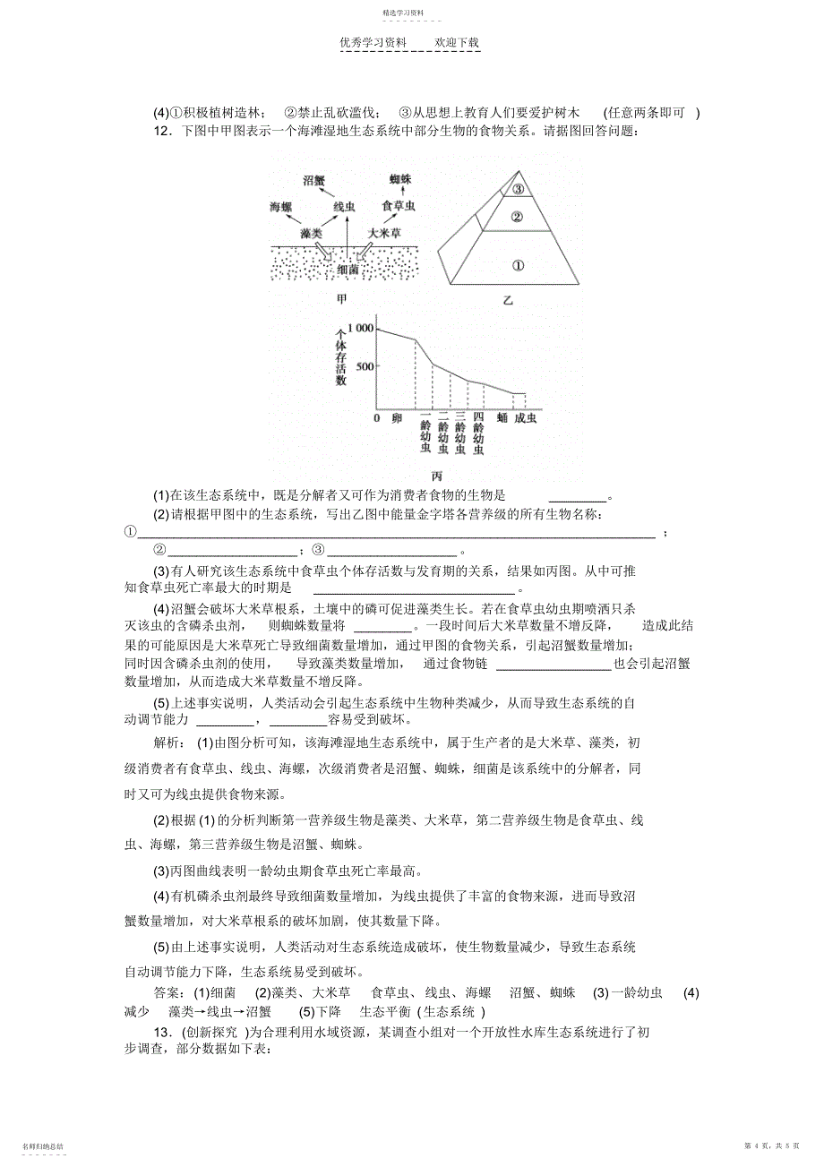 2022年高二下册同步创新课堂生物电子题库第八章第三节五课时活页训练_第4页