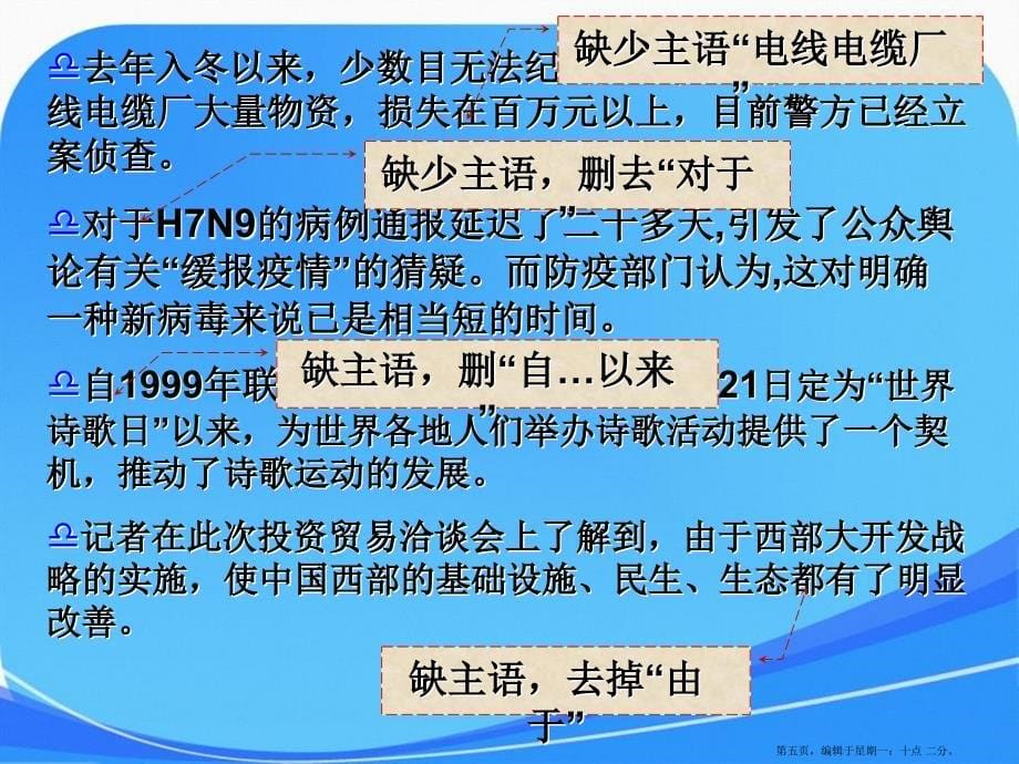 病句成分残缺或赘余课件_第5页