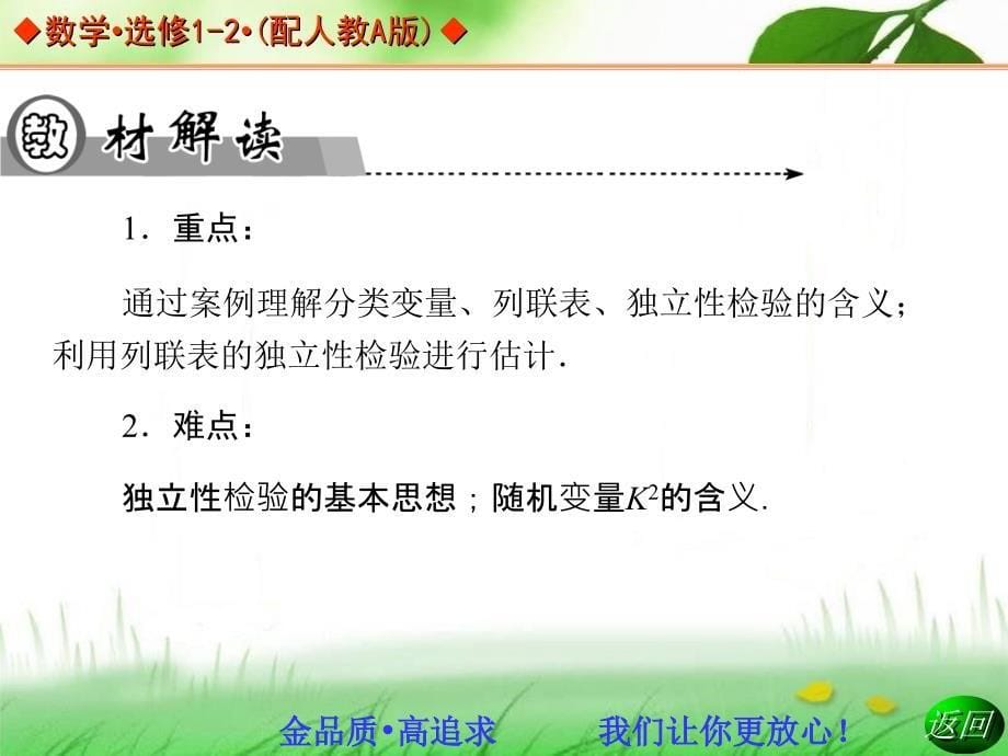 学年高中数学人教A版选修12同步辅导与检测：12独立性检验的基本思想及其初步应用课件_第5页