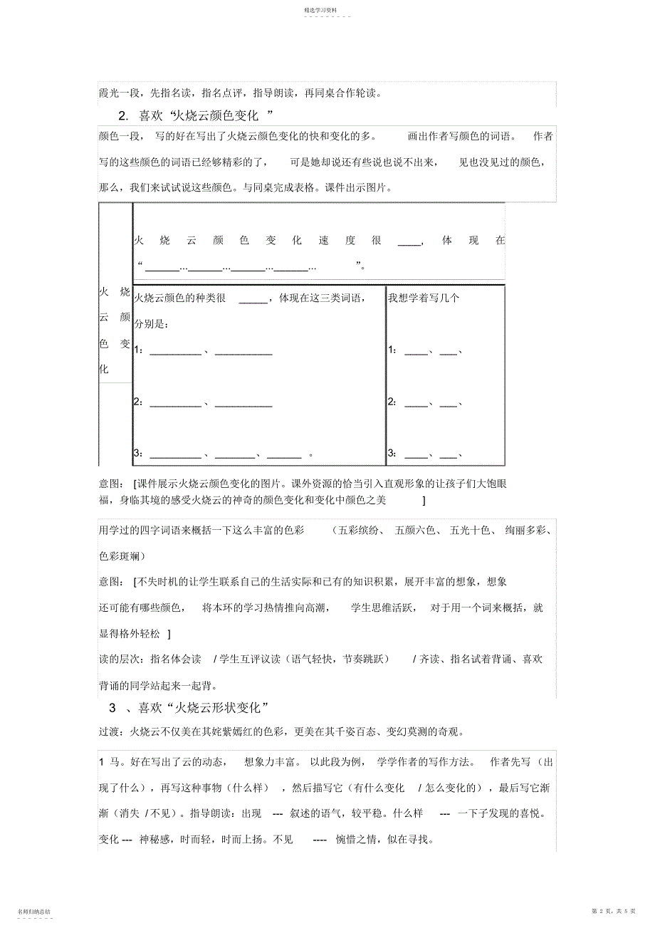 2022年语文《火烧云》教学设计及意图_第2页