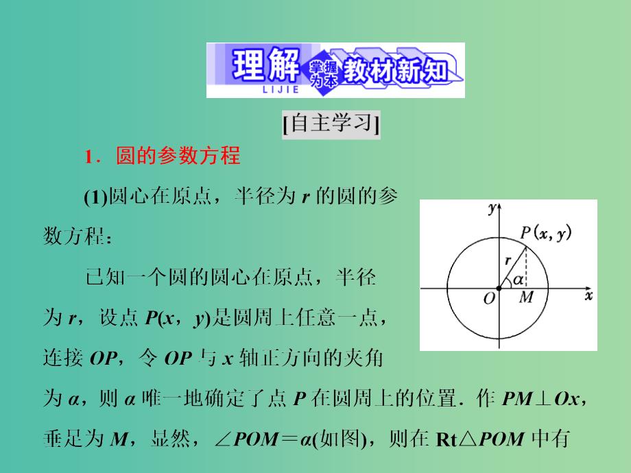 高中数学第二章参数方程2.2圆的参数方程2.3椭圆的参数方程2.4双曲线的参数方程课件北师大版.ppt_第3页