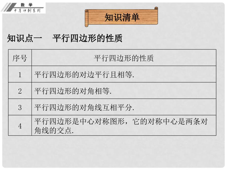 中考数学总复习 第四单元 四边形 第16课 平行四边形（课堂本）课件 新人教版_第3页