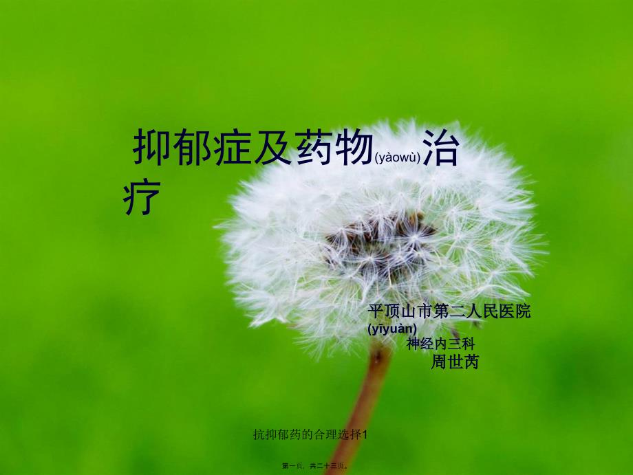 抗抑郁药的合理选择1课件_第1页