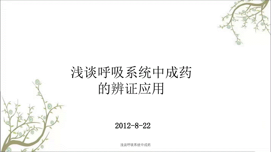 浅谈呼吸系统中成药_第1页