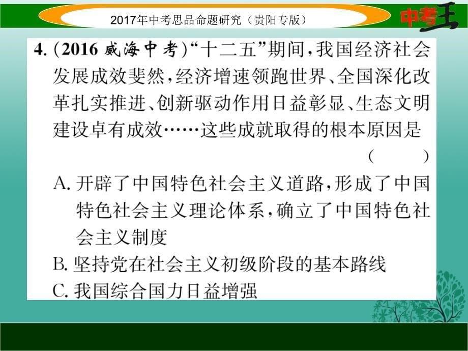 中考政治总复习 第二单元 了解祖国 爱我中华（第3课时 我们的社会主义祖国 党的基本路线）精练课件.ppt_第5页