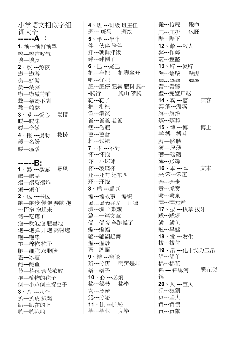 2022年小学语文相似字组词大全_第1页