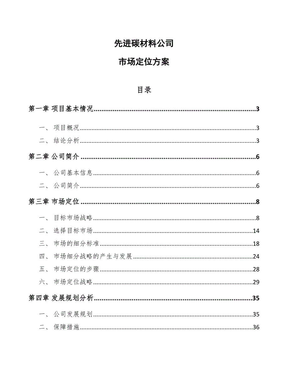 先进碳材料公司市场定位（范文）_第1页