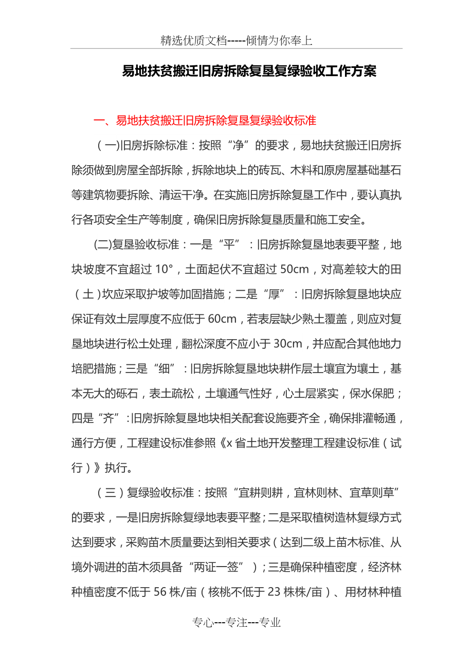 易地扶贫搬迁旧房拆除复垦复绿验收工作方案_第1页
