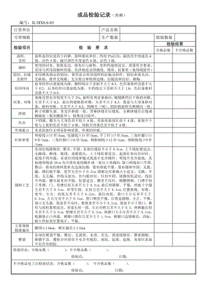 成品检验记录-西裤