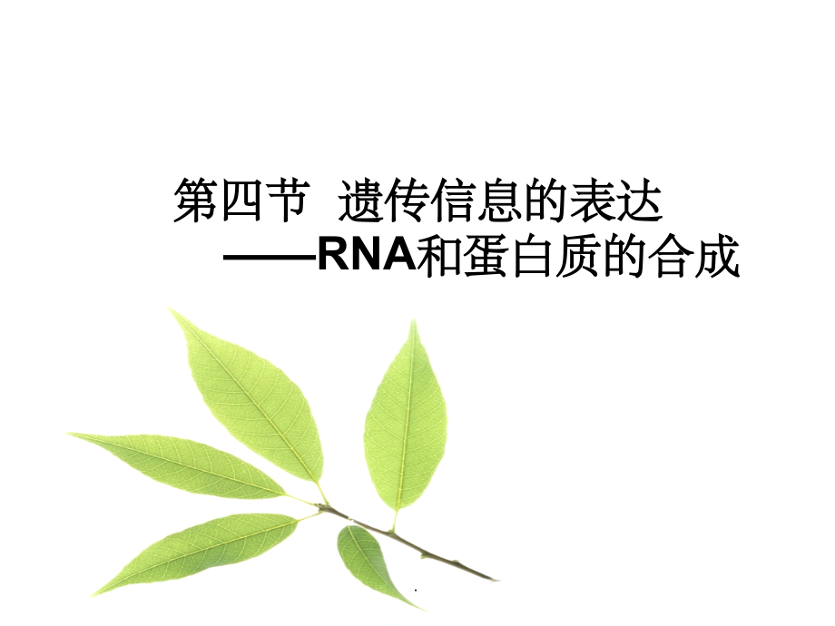 遗传信息的表达 ——RNA和蛋白质的合成PPT课件_第1页