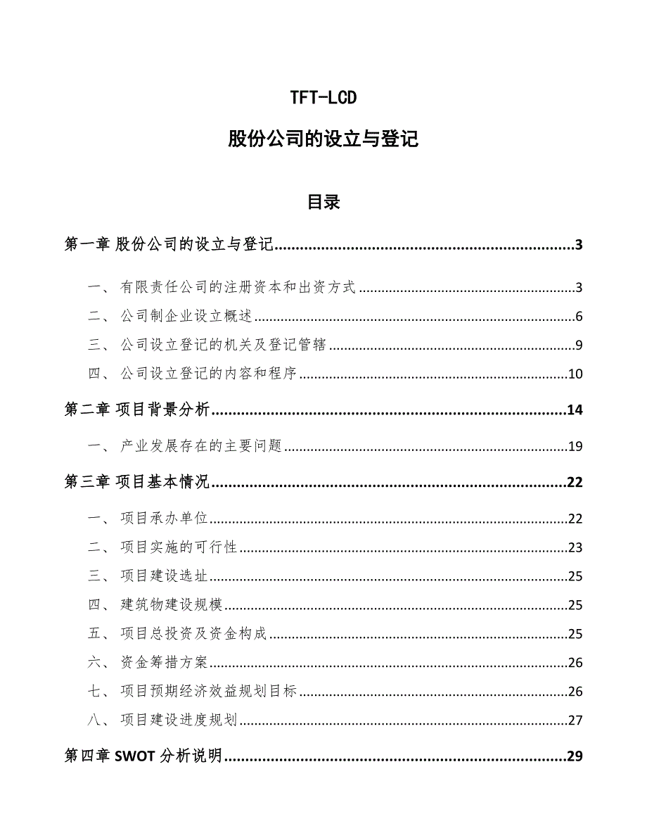 TFT-LCD股份公司的设立与登记（范文）_第1页
