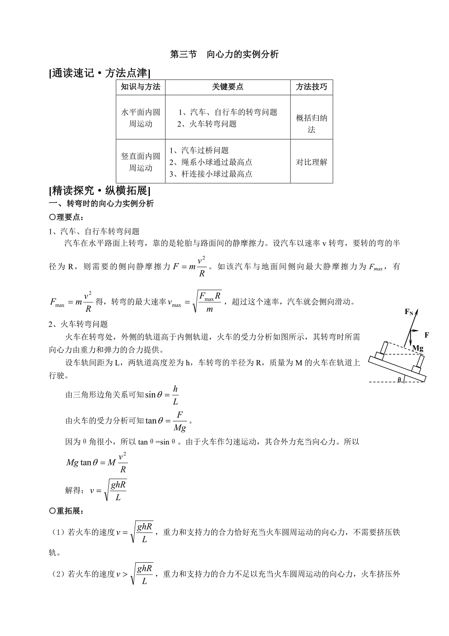 第三节--向心力的实例分析_第1页