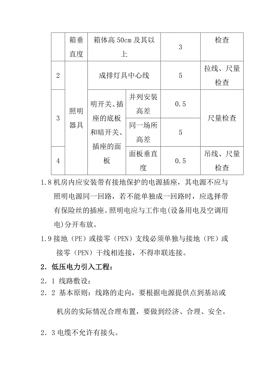 无线基站前期配套工程低压电力安装工程工艺与安装标准_第2页