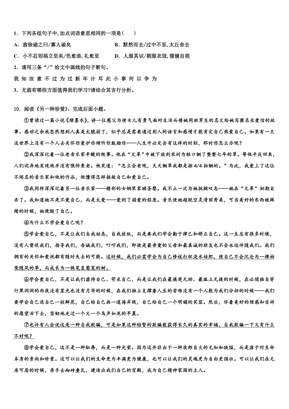 甘肃省秦安县重点达标名校2022学年中考语文考前最后一卷（含解析）_第4页