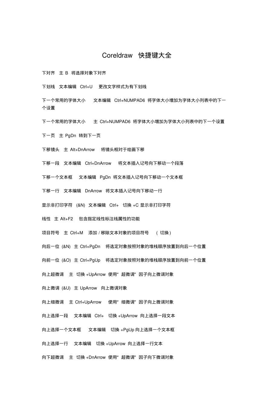 Coreldraw最全快捷键知识_第1页