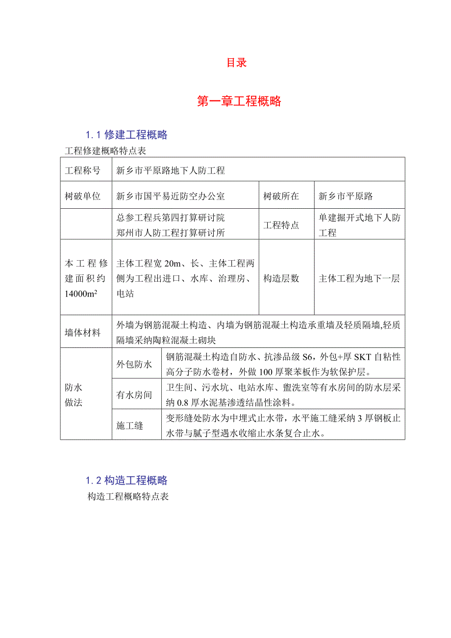 2022年建筑行业新乡平原路人防工程组织设计_第1页