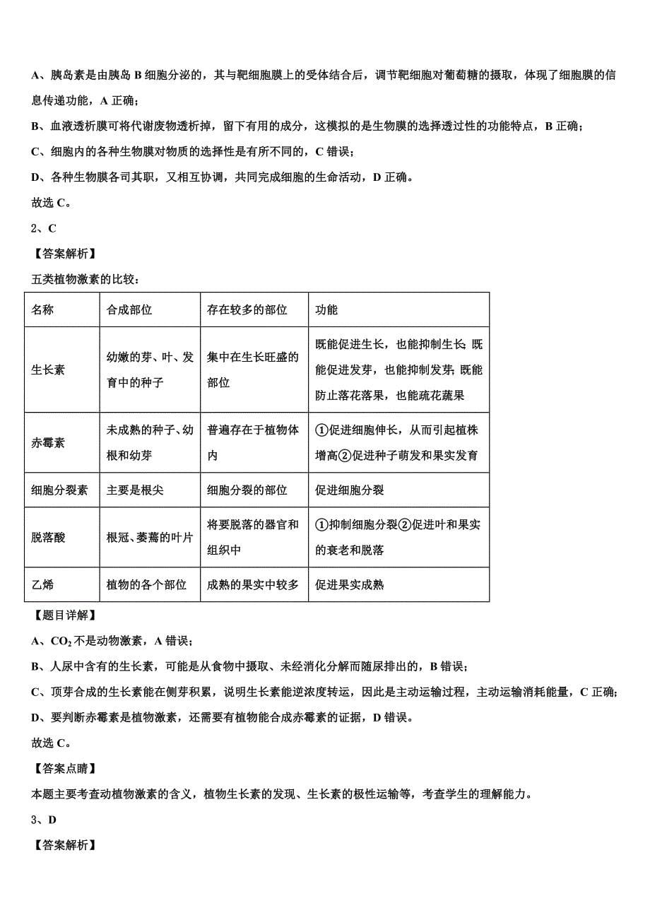 贵州省从江县民族中学2022年高三第六次模拟考试生物试卷(含解析）_第5页
