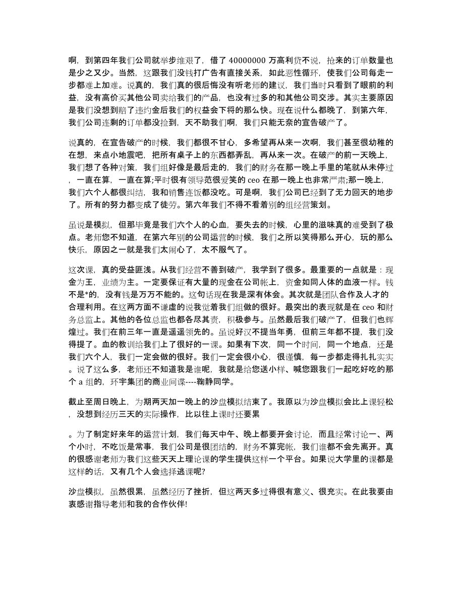 沙盘生产总监总结沙盘实训总结1000字_第2页