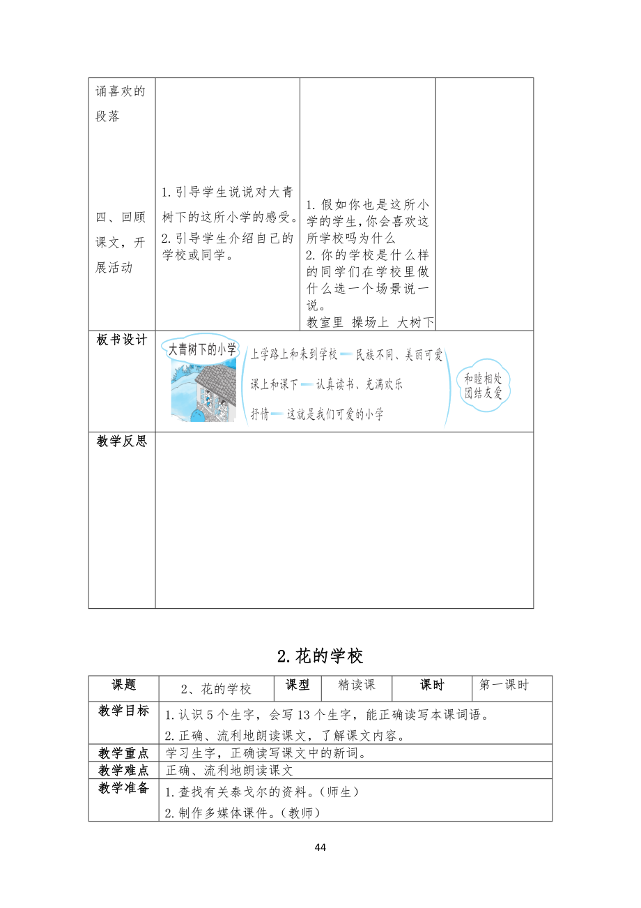 【二次备课】部编版小学三年级语文上册全册表格式教案全册教案_第4页