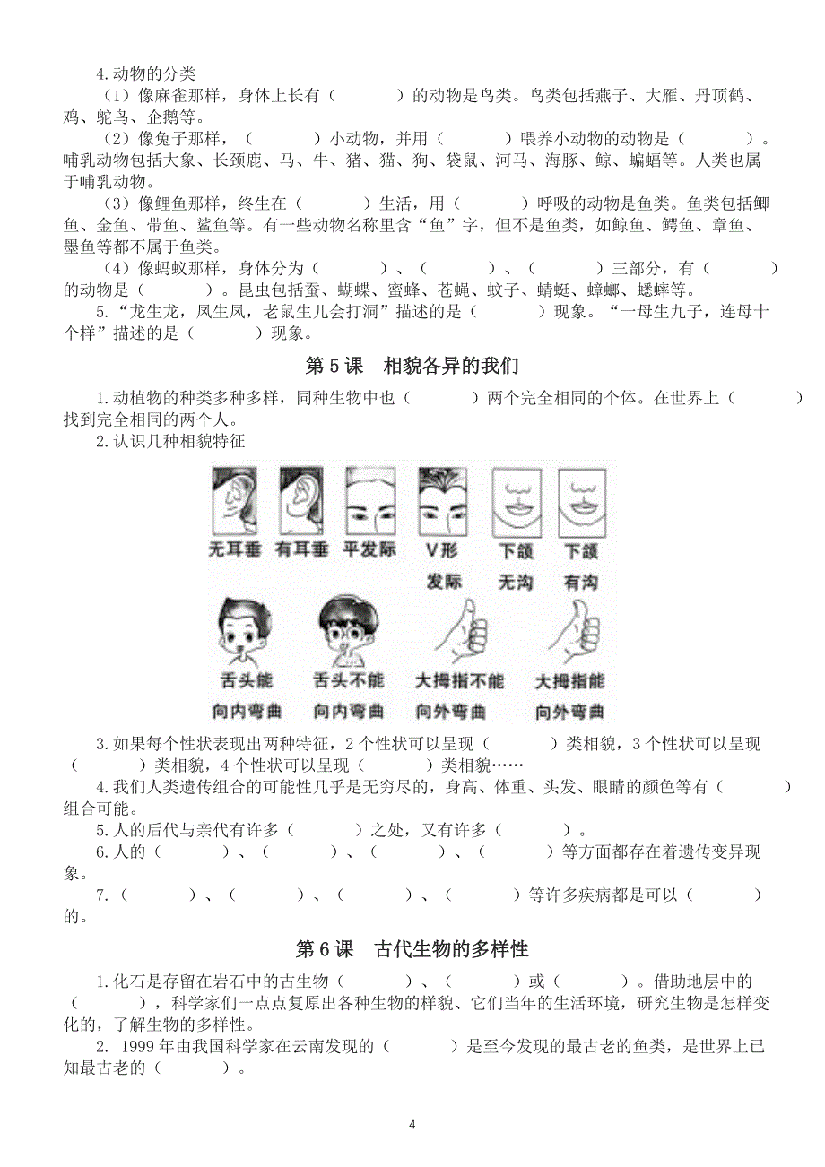 小学科学教科版六年级下册全册知识点填空练习（分单元课时编排附参考答案）（2022新版）_第4页