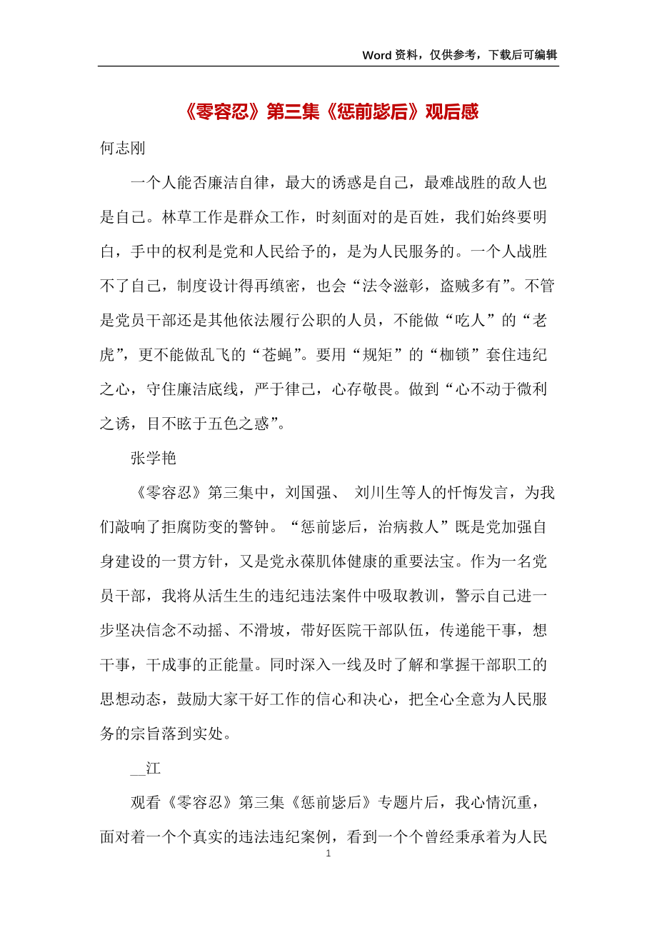 《零容忍》第三集《惩前毖后》观后感_第1页