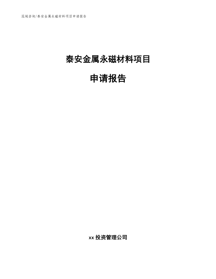 泰安金属永磁材料项目申请报告模板范本_第1页