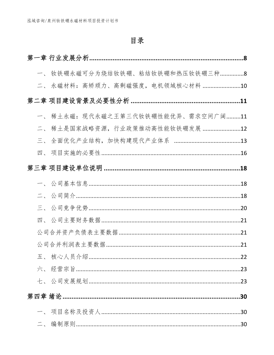 泉州钕铁硼永磁材料项目投资计划书模板范文_第2页