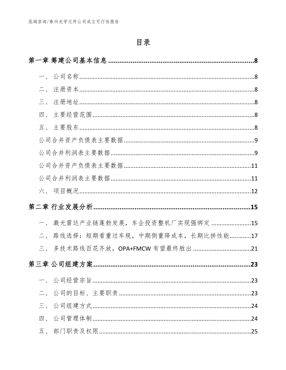 泰州光学元件公司成立可行性报告参考范文_第2页