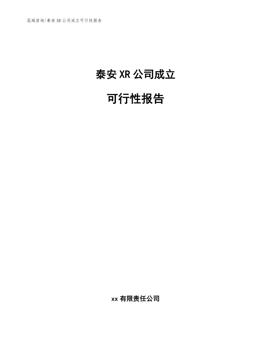 泰安XR公司成立可行性报告参考模板_第1页