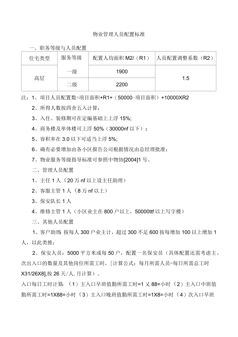 物业管理人员配置标准5_第1页