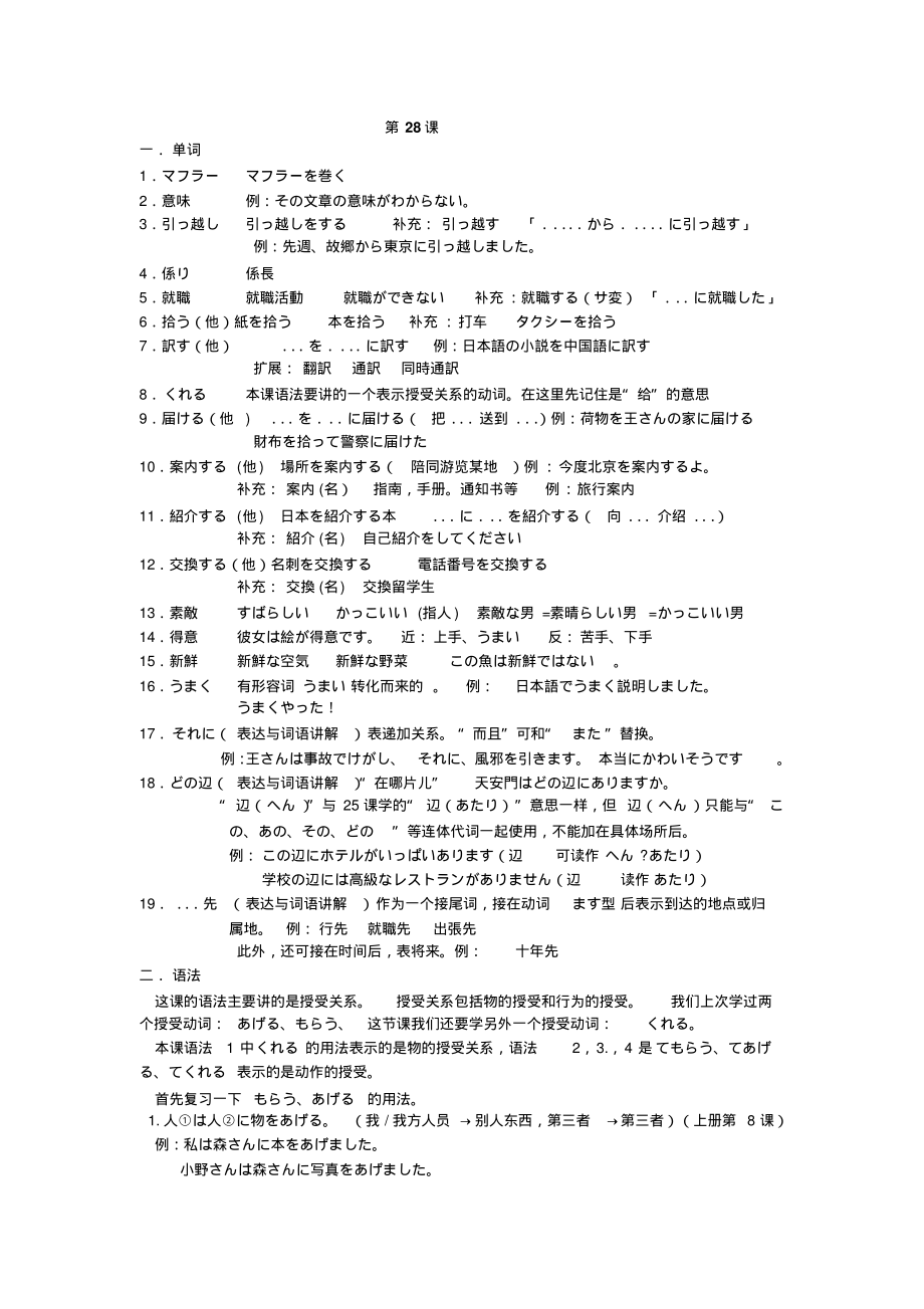 标准日本语中级第28课教案资料_第1页